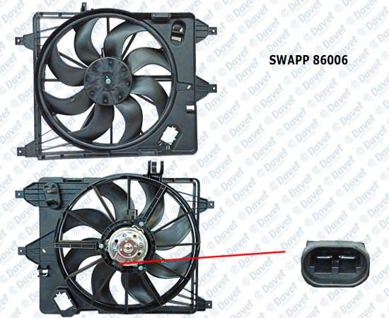 SWAPP 86006 Fan Motoru Davlumbazli Tekli Fan Clio Ii 98>05 - Thalia - Kangoo 98>08 - Megane I 96>03 Alttan Rezidansli